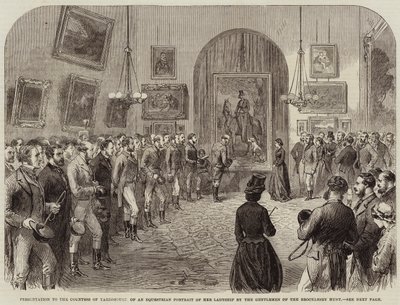 Prezentace jezdeckého portrétu její paní hraběnce z Yarborough od pánů z Brocklesby Hunt od English School