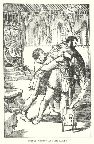 Princ Artuš a jeho žalářník (litografie) od English School