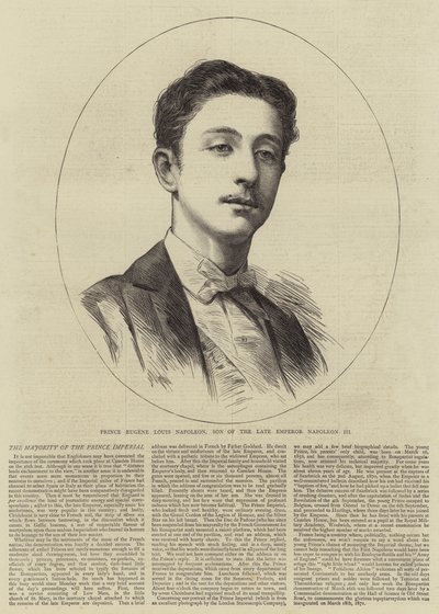Princ Eugene Louis Napoleon, syn zesnulého císaře Napoleona III (rytina) od English School