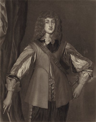 Princ Rupert, syn rýnského kurfiřta Fridricha V., hraběte falckého, a Alžběty, dcery Jakuba I. (litografie) od English School