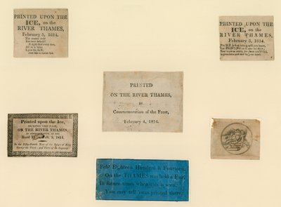 Tištěné suvenýry z mrazivého veletrhu v roce 1814 od English School