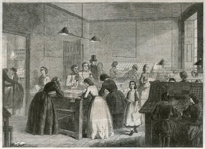 Tiskárna (Victoria Press) v Great Coram Street, pro zaměstnávání žen jako sazeček od English School