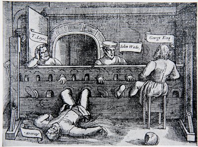 Vězni v lollardské věži, ze Skutků a památek Johna Foxe (1516-87), 1563, ilustrace z Dějin národa. od English School