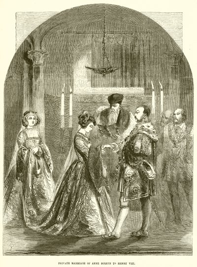 Soukromý sňatek Anny Boleynové s Jindřichem VIII od English School