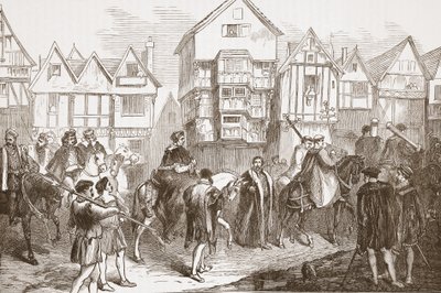 Procesí Wolsey do Westminster Hall, ilustrace z Historie protestantismu od Jamese Aitkena Wylie (1808-1890), hospoda. 1878 od English School