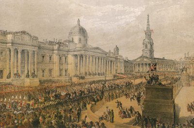 Průvod procházející severně od Trafalgarského náměstí od English School