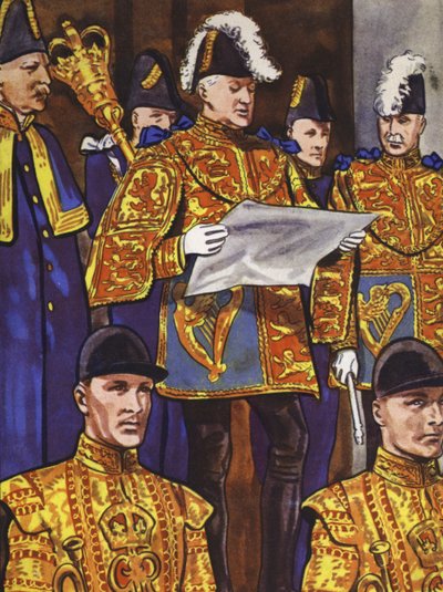 Prohlášení Edwarda VIII. králem (barevné lito) od English School