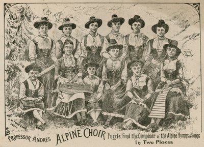 Profesor Andre, hlavolam Alpine Choir: najděte skladatele Alpských hymnů a písní na dvou místech od English School