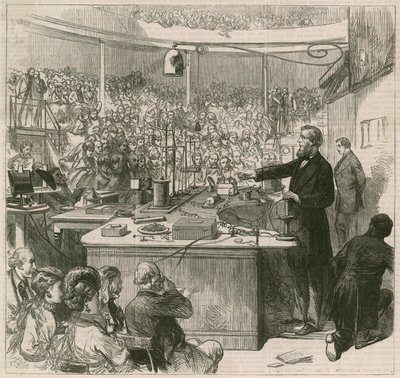 Profesor Tyndall na přednášce v Královském institutu, 1870 od English School