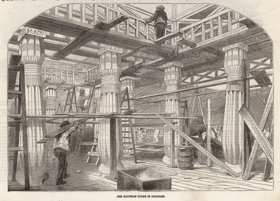 Progress of the Crystal Palace: Egyptian Court in progress od English School