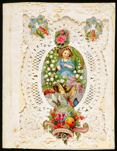 Prosperita, Valentýnské přání, kolem roku 1870 (barevné lito na papíře) od English School