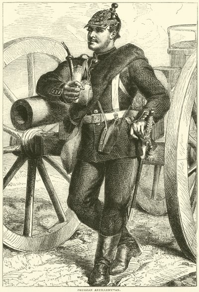 Pruský dělostřelec, říjen 1870 od English School