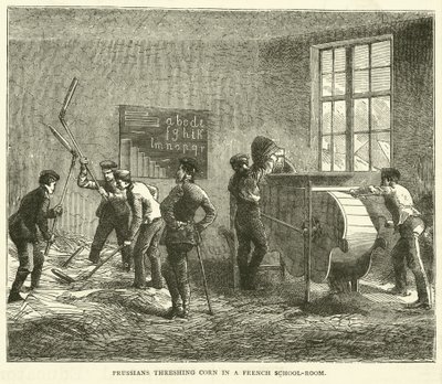 Prusové mlátili obilí ve francouzské učebně, září 1870 od English School