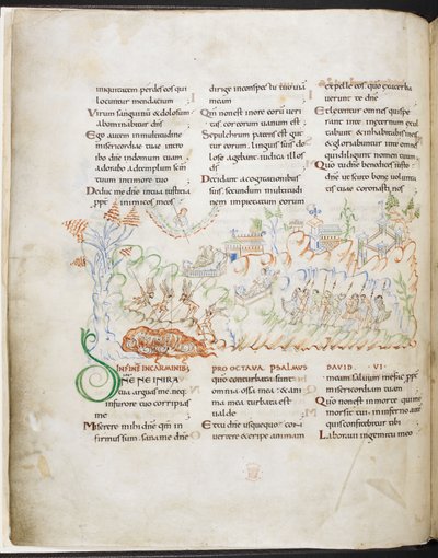 Žalm 6 z Harley Psalter, Harley MS 603 f.3v od English School