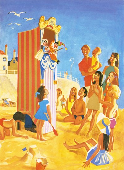 Punch a Judy show na pláži od English School