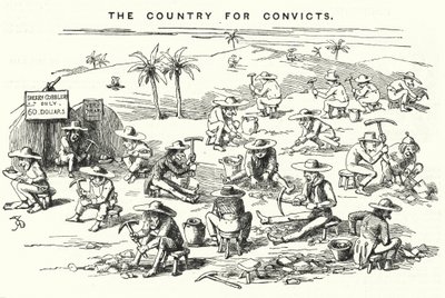 Punch cartoon: California, The Country for Convicts (rytina) od English School