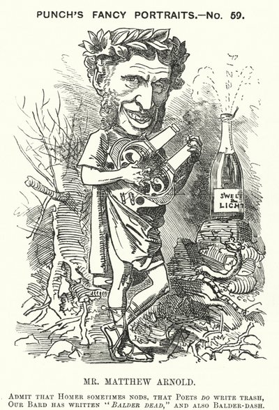 Punch cartoon: Matthew Arnold, anglický básník (rytina) od English School