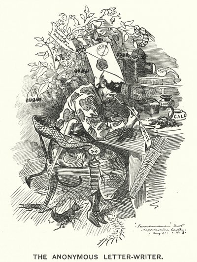 Punch cartoon: The Anonymous Letter Writer (rytina) od English School