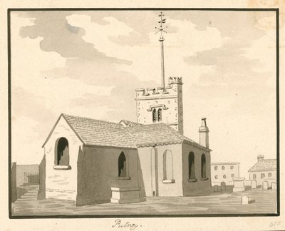 Putney Church, Londýn (wc na papíře) od English School