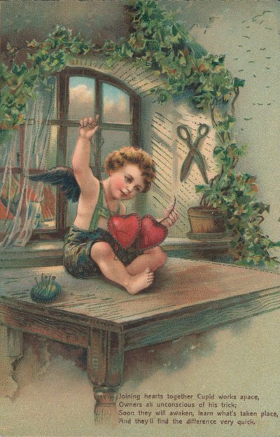 Putto spojující srdce od English School