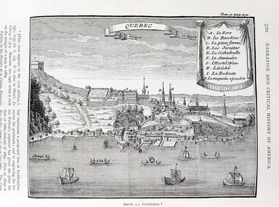 Quebec, po La Potherie (1663-1736), ilustrace ze IV. dílu „Narativní a kritické historie Ameriky“, 1886 od English School
