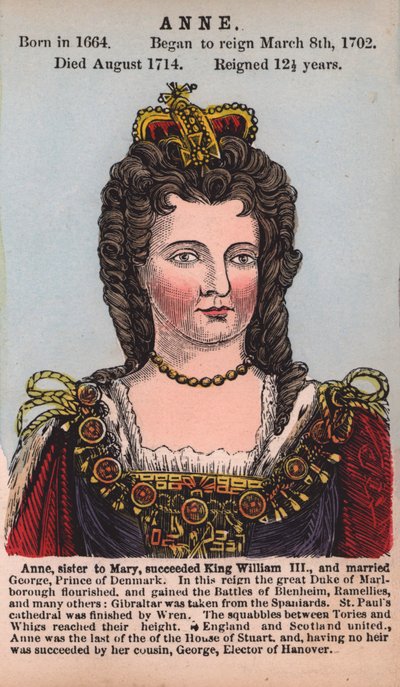 Queen Anne (barevná rytina) od English School