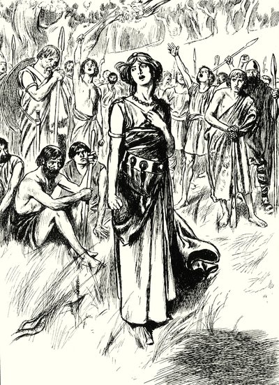 Královna Boadicea a její vojáci (litografie) od English School