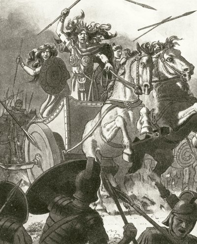 Královna Boadicea ve svém voze (litho) od English School