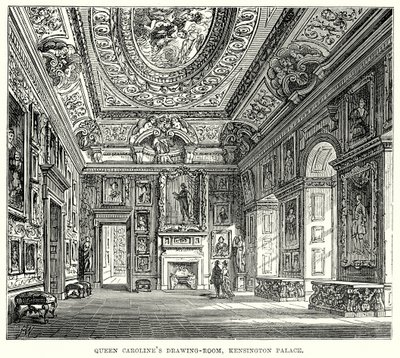 Kreslírna královny Karolíny, Kensingtonský palác (rytina) od English School