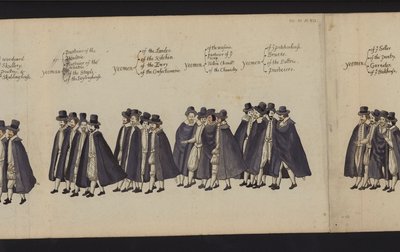 Pohřební průvod královny Alžběty I. (barevná rytina) od English School