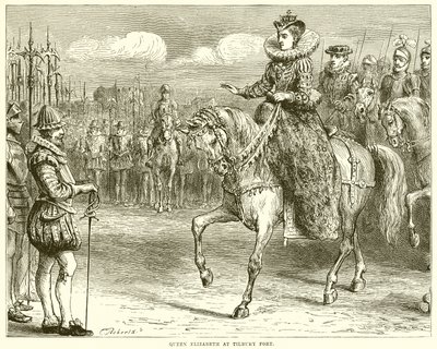 Královna Alžběta v Tilbury Fort od English School