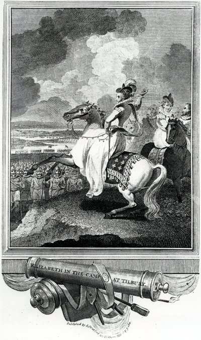 Královna Alžběta v táboře v Tilbury, 1811 od English School