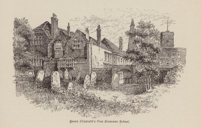 Svobodné gymnázium královny Alžběty (litografie) od English School