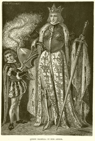 Královna Isabella v její zbroji od English School