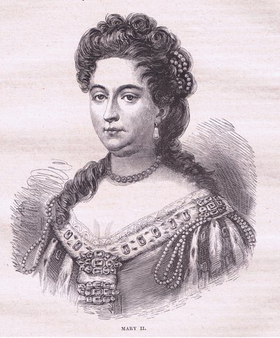 Anglická královna Marie II (litografie) od English School