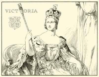Queen Victoria (Po korunovačním portrétu od Sira George Haytera) (inkoust na papíře) od English School