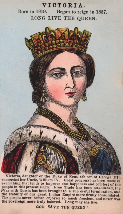 Queen Victoria (barevná rytina) od English School