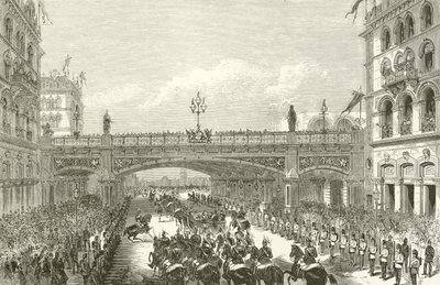 Královna Viktorie otevírá Holborn viadukt, 1869 od English School