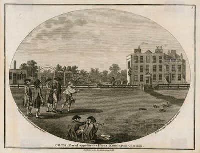 Quoits v roce 1788, hrál naproti Horns, Kennington Common od English School
