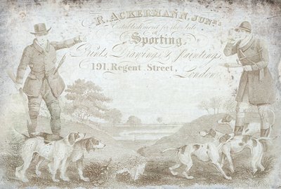 R Ackermann, junior, 191 Regent Street, obchodní karta od English School