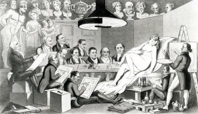 R. A.s of Genius uvažující o skutečné linii krásy v Life Academy Somerset House, publikoval Sherwood, Jones & Co., 1824 od English School