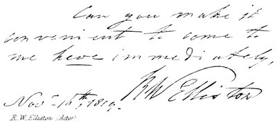 R W Elliston (herec) od English School