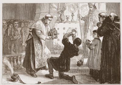 Zázrak Radziwills: vyléčení falešného démona, ilustrace z Historie protestantismu od Jamese Aitkena Wylie (1808-1890), hospoda. 1878 od English School