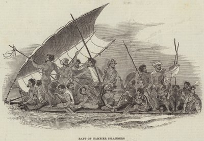 Raft of Gambier Islanders (rytina) od English School