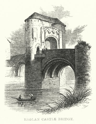 Raglan Castle Bridge (rytina) od English School