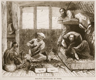 Cestování po železnici v Indii, ilustrace z knihy Cassells Illustrated History of England od English School