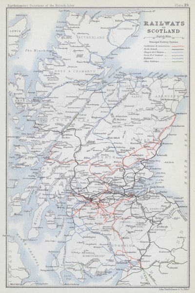 Railways of Scotland (barevná litografie) od English School
