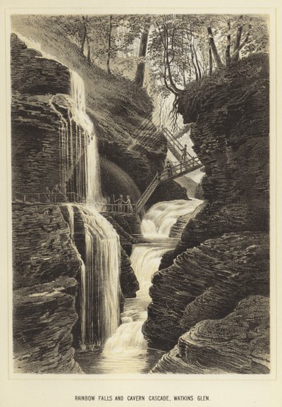 Rainbow Falls a Cavern Cascade, Watkins Glen od English School