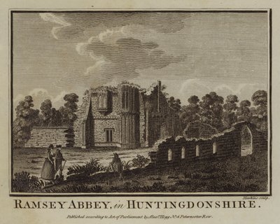 Ramsey Abbey, v Huntingdonshire (rytina) od English School