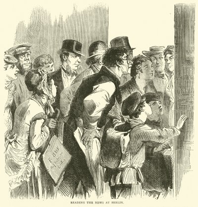 Čtení zpráv v Berlíně, listopad 1870 od English School